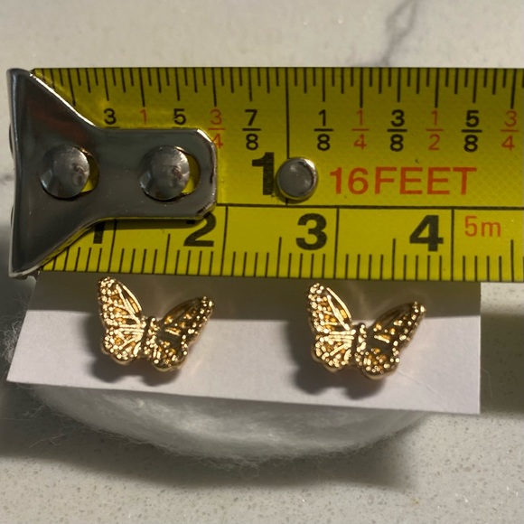 Gold Butterfly Studs Earrings - Picture 4 of 5